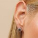 White Gold Plated Created Black Opal Earrings White Gold Plated Created Black Opal Earrings