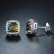 White Gold Plated Created Black Opal Earrings White Gold Plated Created Black Opal Earrings
