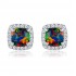 White Gold Plated Created Black Opal Earrings
