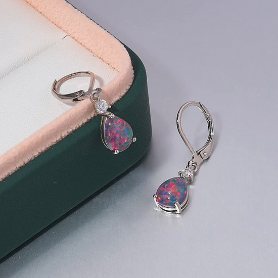 Teardrop 14K Gold Plated Black Opal Earrings