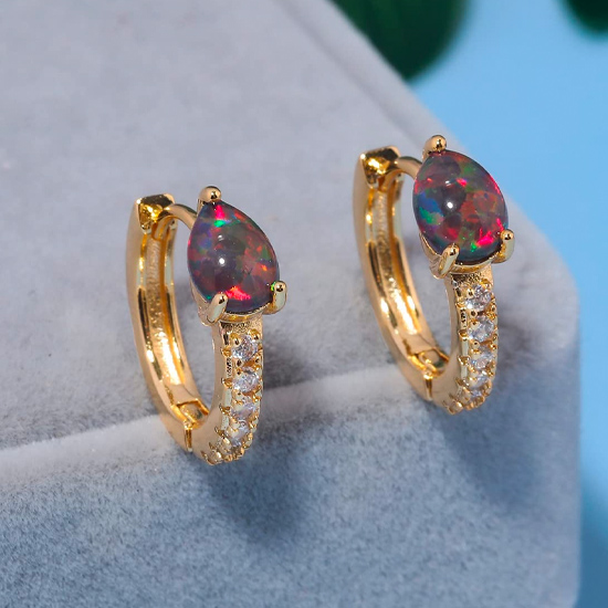Gold Plated Small Hoop Black Opal Earrings Gold Plated Small Hoop Black Opal Earrings