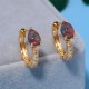 Gold Plated Small Hoop Black Opal Earrings