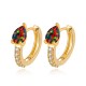 Gold Plated Small Hoop Black Opal Earrings