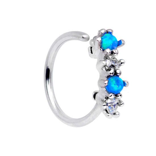 Blue Opal Seamless Circular Nose Ring