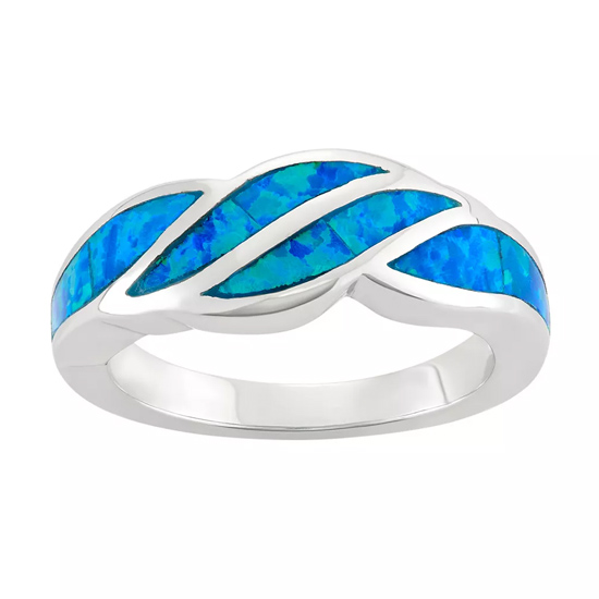 Sterling Silver Lab-Created Blue Opal Swirl Ring Sterling Silver Lab-Created Blue Opal Swirl Ring