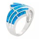 Sterling Silver Lab-Created Blue Opal Wave Bypass Ring