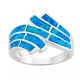 Sterling Silver Lab-Created Blue Opal Wave Bypass Ring