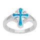 Sterling Silver Lab-Created Blue Opal Cross Ring Sterling Silver Lab-Created Blue Opal Cross Ring