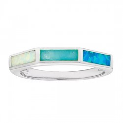 Lab-Created Opal & Larimar Sterling Silver Ring
