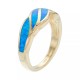 14k Gold Plated Silver Lab-Created Blue Opal Wave Ring