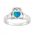 Sterling Silver Lab-Created Blue Opal Claddagh Ring