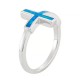 Sterling Silver Lab-Created Blue Opal Sideways Cross Ring Sterling Silver Lab-Created Blue Opal Sideways Cross Ring
