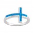 Sterling Silver Lab-Created Blue Opal Sideways Cross Ring