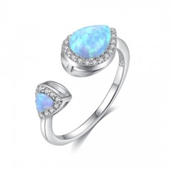 Toi Et Moi Ring Blue Pear Opal Ring 925 Sterling Silver