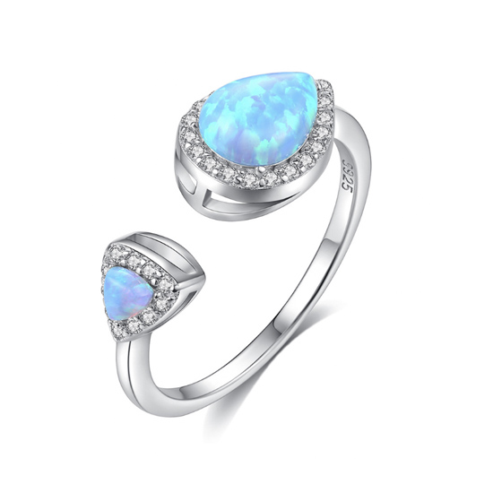 Toi Et Moi Ring Blue Pear Opal Ring 925 Sterling Silver Toi Et Moi Ring Blue Pear Opal Ring 925 Sterling Silver
