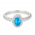 White Gold Plated Gemstone Wedding Ring Lab Created Blue Opal