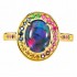 18KT Gold Plated Australian Color Gemstone Halo Opal Ring