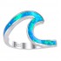 925 Sterling Silver Blue Opal Wave Ring for Women