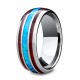 8mm Blue Opal Wood Ring Wedding Band 8mm Blue Opal Wood Ring Wedding Band