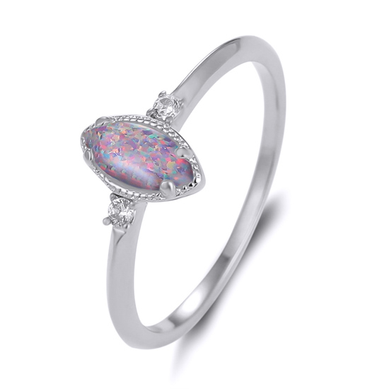 Marquise Black Opal Silver Ring