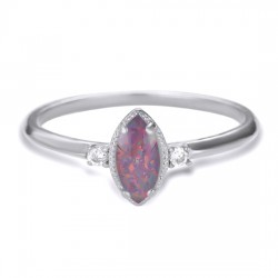 Marquise Black Opal Silver Ring