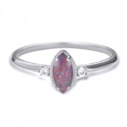 Marquise Black Opal Silver Ring