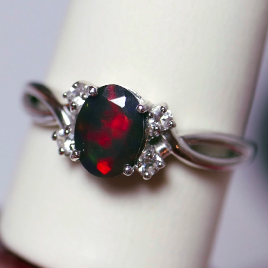 Natural 8x6mm black opal engagement ring Natural 8x6mm black opal engagement ring