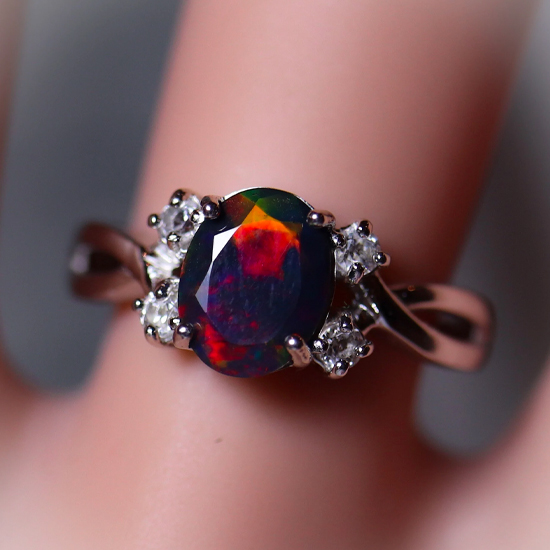 Natural 8x6mm black opal engagement ring Natural 8x6mm black opal engagement ring