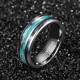 8mm Tungsten Carbide Ring Real Blue/Green Opal and Abalone Shell Wedding Band