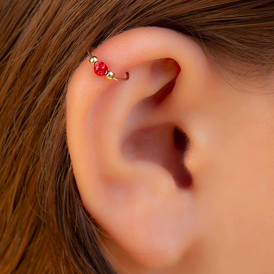 Red Opal Gold Helix Hoop Fire Opal Nose Ring Body Ring Red Opal Gold Helix Hoop Fire Opal Nose Ring Body Ring