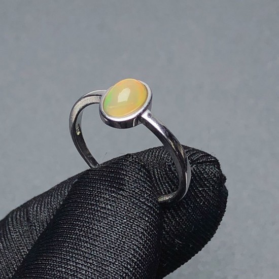 Oval Cut Natural Fire Opal Solitaire Silver Women's Engagement Ring Oval Cut Natural Fire Opal Solitaire Silver Women's Engagement Ring