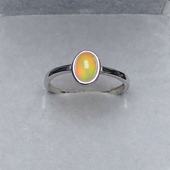 Oval Cut Natural Fire Opal Solitaire Silver Women's Engagement Ring Oval Cut Natural Fire Opal Solitaire Silver Women's Engagement Ring