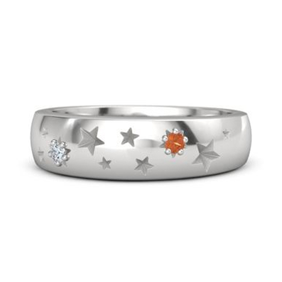 Stars Silver Band Rings With Diamond And Fire Opal Stars Silver Band Rings With Diamond And Fire Opal