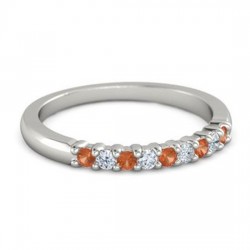 14K White Gold Fire Opal Band Ring