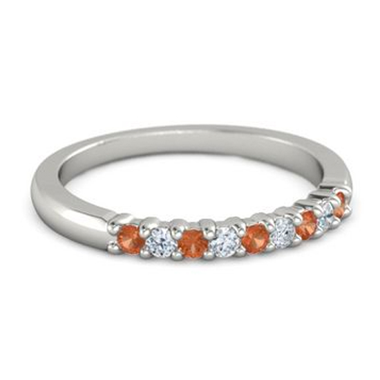 14K White Gold Fire Opal Band Ring 14K White Gold Fire Opal Band Ring