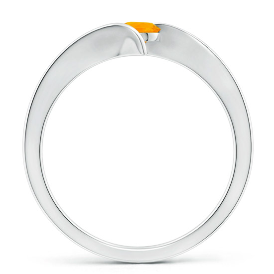 Round Fire Opal Bar-Set Silver Ring Round Fire Opal Bar-Set Silver Ring