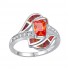 White Gold Plated Created Orange Fire Opal Engagement Rings
