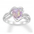 Sterling Silver Lab-Created Pink Opal Heart Ring