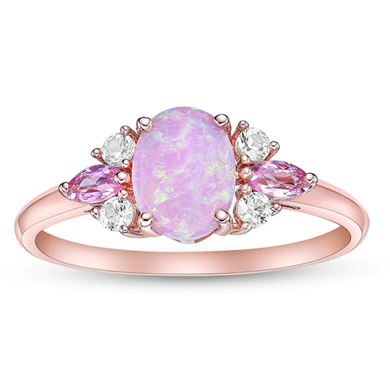 10K Rose Gold Pink Lab-Created Opal Ring 10K Rose Gold Pink Lab-Created Opal Ring