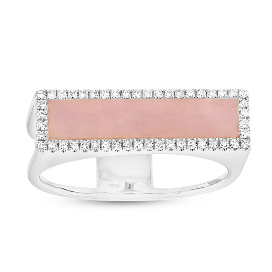 14kt Gold Feminine Natural Pink Opal Bar Ring 14kt Gold Feminine Natural Pink Opal Bar Ring