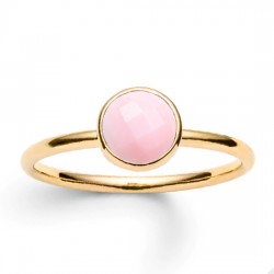 14K Yellow Gold Pink Opal Ring October Birthstone