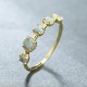 Round Opal Stone Gold Color Small Vintage Female Wedding Ring