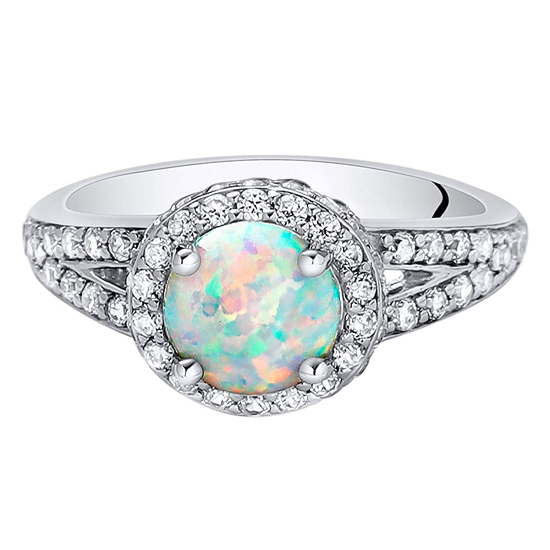 925 Sterling Silver Vintage Halo White Fire Opal Ring 925 Sterling Silver Vintage Halo White Fire Opal Ring