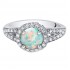 925 Sterling Silver Vintage Halo White Fire Opal Ring