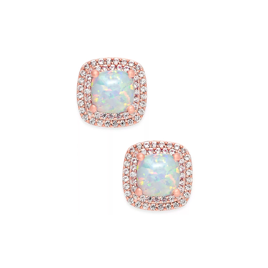 14k Rose Gold-Plated Sterling Silver Lab-Created Opal Stud Earrings 14k Rose Gold-Plated Sterling Silver Lab-Created Opal Stud Earrings