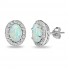 Lab Created White Opal Sterling Silver Oval Halo Stud Earrings