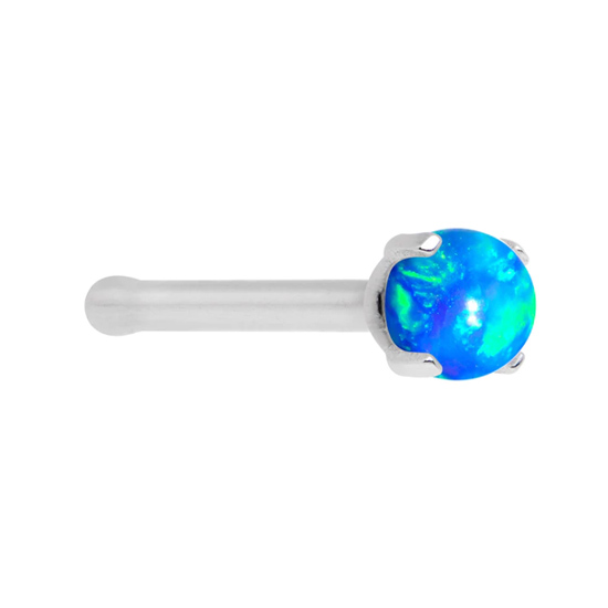 Lab Created Blue Opal Pronged Stainless Steel Nose Ring Lab Created Blue Opal Pronged Stainless Steel Nose Ring