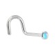 14KT White Gold 2mm Light Blue Lab Created Opal Nose Ring 14KT White Gold 2mm Light Blue Lab Created Opal Nose Ring