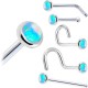 14KT White Gold 2mm Light Blue Lab Created Opal Nose Ring