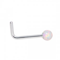 2.5mm White Lab Created Opal L-Shape Nose Ring